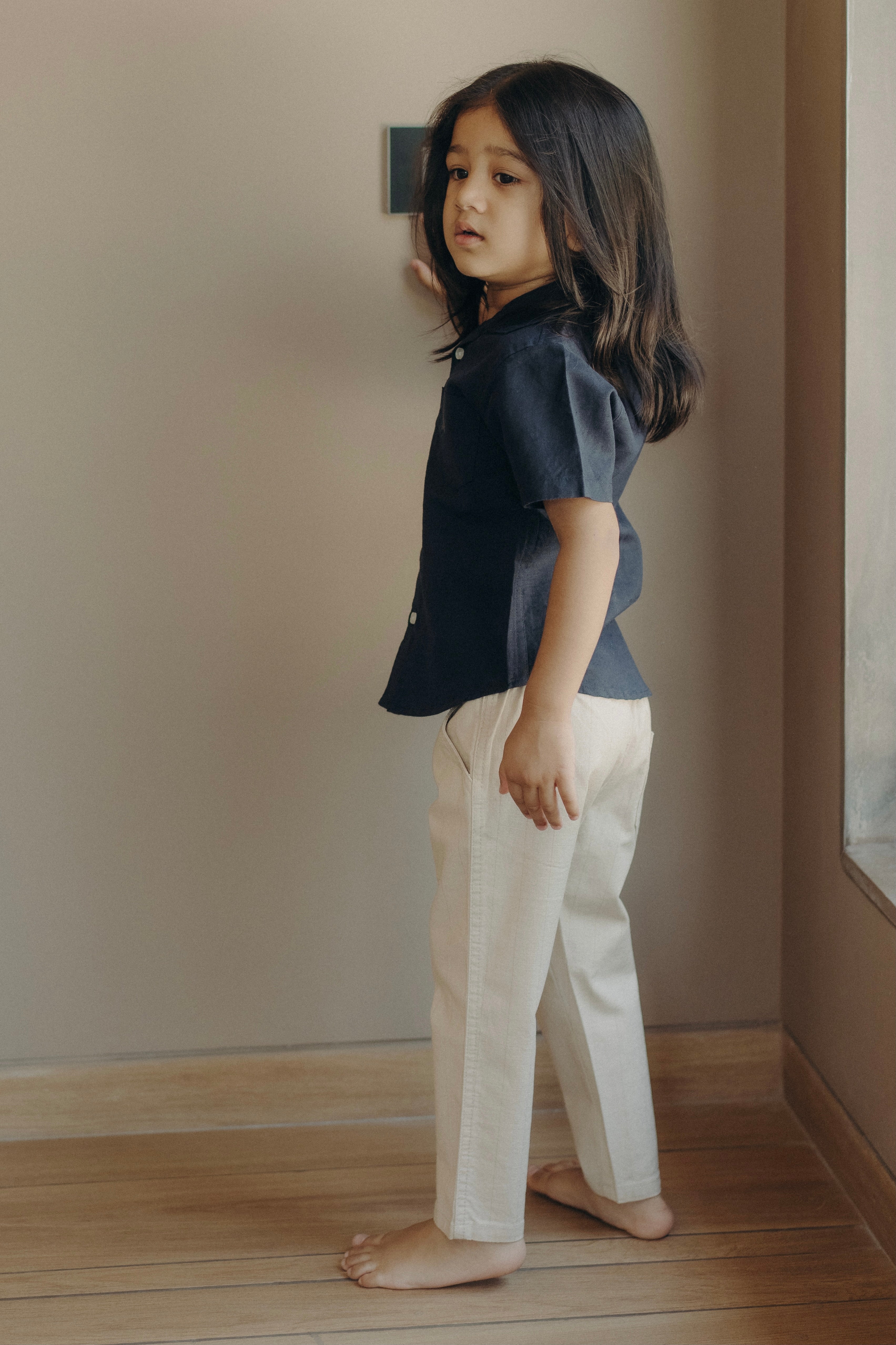 Ivory stripped linen pants