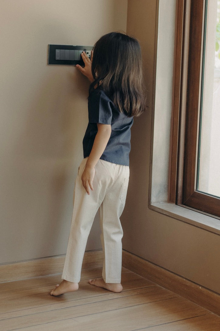 Ivory stripped linen pants