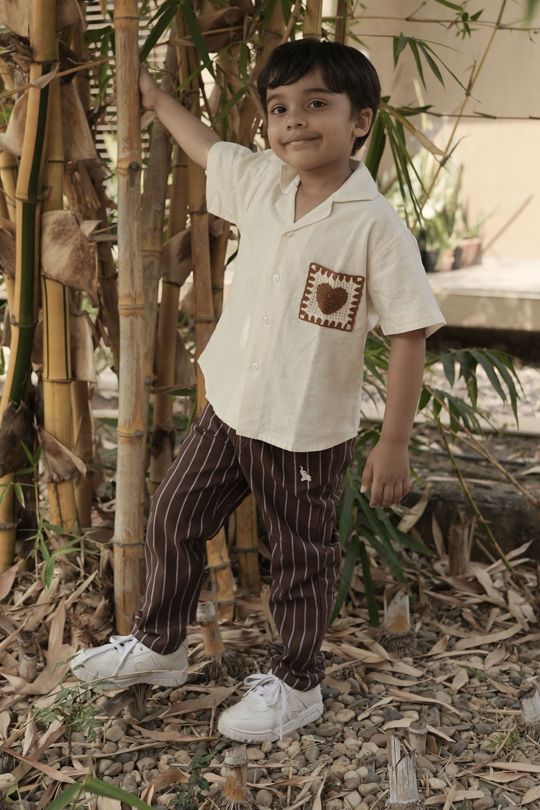 Brown striped linen pants