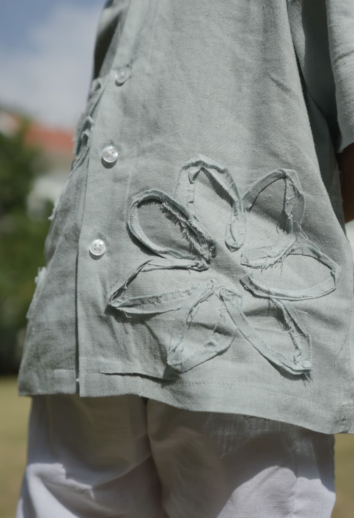 Floral Frayed shirt